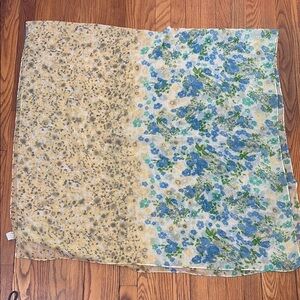 Joy Susan Lightweigbt floral scarf wrap yellow blue
